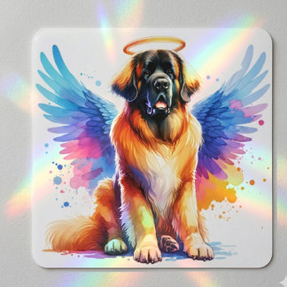 Aquarell Leonberger Hundängel Fyrkantigt Klistermärke