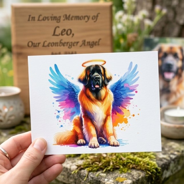 Aquarell Leonberger Hundängel Vykort (leonberger angel postcard)