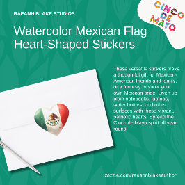 Aquarell Mexikansk Flagga Hjärtformade Klistermärk Hjärtformat Klistermärke