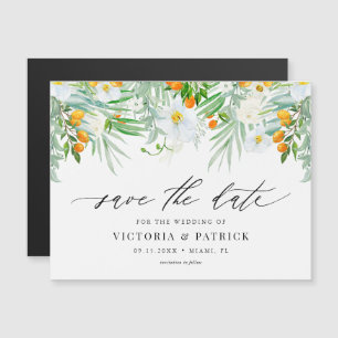 Aquarell Orkidéer och Kumquats Spara Datum Magnetisk Inbjudningskort