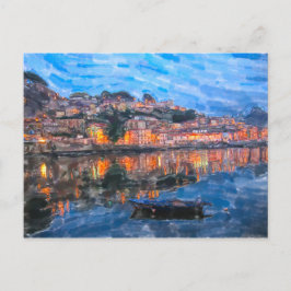 Aquarell. Övergiven i Vila Nova de Gaia am Douro. Vykort