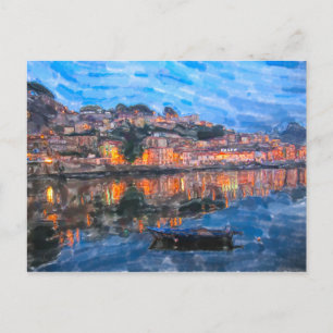 Aquarell. Övergiven i Vila Nova de Gaia am Douro. Vykort