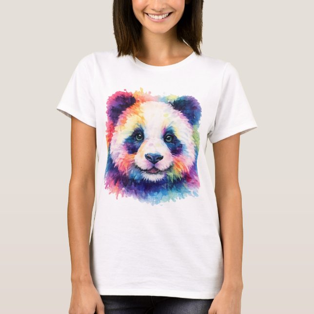 Aquarell Panda T-Shirt - Schwarz & Weiß (Framsida)