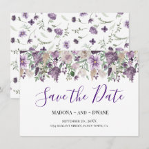 Aquarell Plommon och Syrlilja Blommor Spara Datum