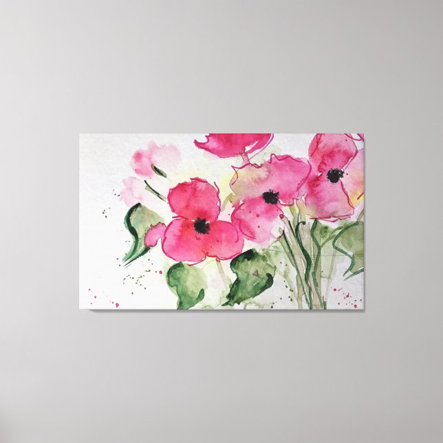 Aquarell rosa Blumen Canvastryck (Framsida)