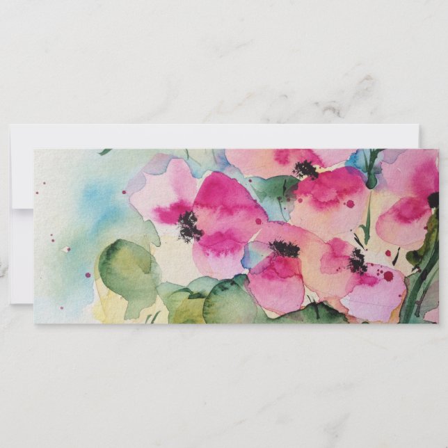 Aquarell rosa Blumen på der Vas Inbjudningar (Framsida)