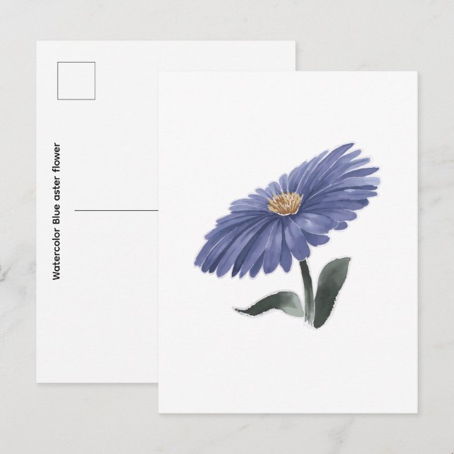 Aquarellblå astrumsblomma vykort (Fram/baksida)