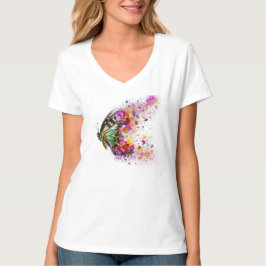 Aquarellblomma Fjärilssprängning Estetik T Shirt