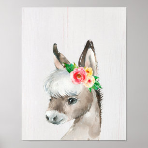 Aquarellblommig Åsna Farmhouse Stil Konst Poster