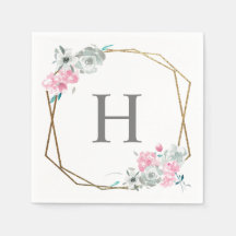 "Aquarellblomning" Personlig Monogram Bröllop