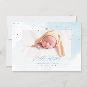 Aquarelle Confettis Remerciement Naissance Fille Inbjudningar