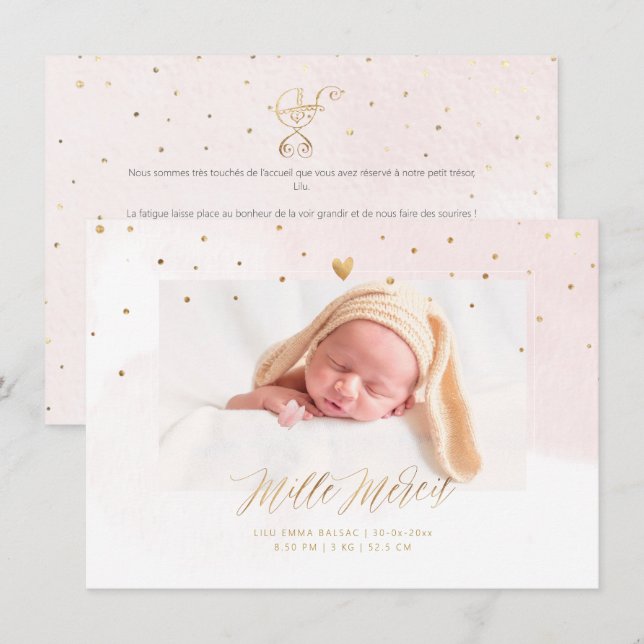 Aquarelle Confettis Tacksamhet Födelse Flick Inbjudningar (Fram/baksida)