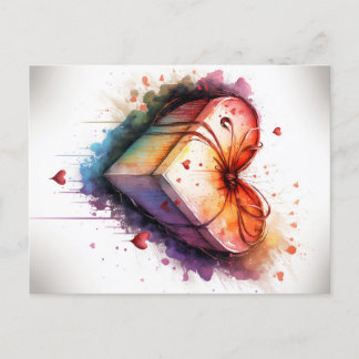AQuarelle Heart vycard Vykort