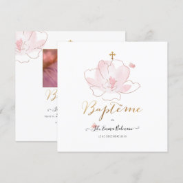 Aquarelle Les Fluers Faire-part de Baptême Inbjudningar