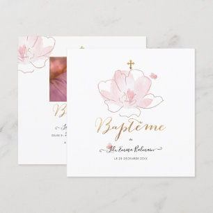 Aquarelle Les Fluers Faire-part de Baptême Inbjudningar