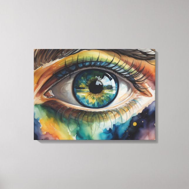 aquarelle oeil bleu canvastryck (Framsida)