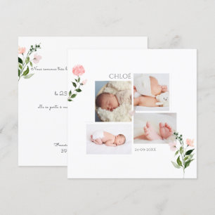 Aquarelle petites fleurs Faire-part de Naissance Inbjudningar