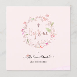 Aquarelle Petites Fluers Faire-part de dop baptism Inbjudningar