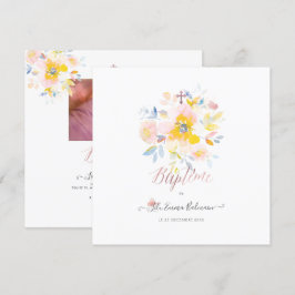 Aquarelle Ro de Jardin Faire-part de Baptême Inbjudningar