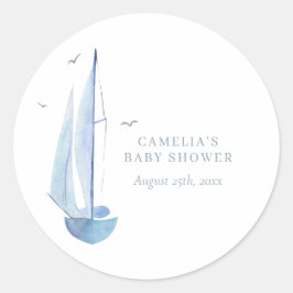 Aquarelle Sailboat Shower Ahoy Boy Runt Klistermärke