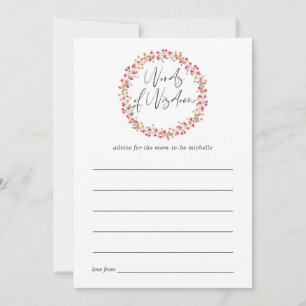 Aquarelle Vild Flower Baby Shower Mamma Advice Rådkort