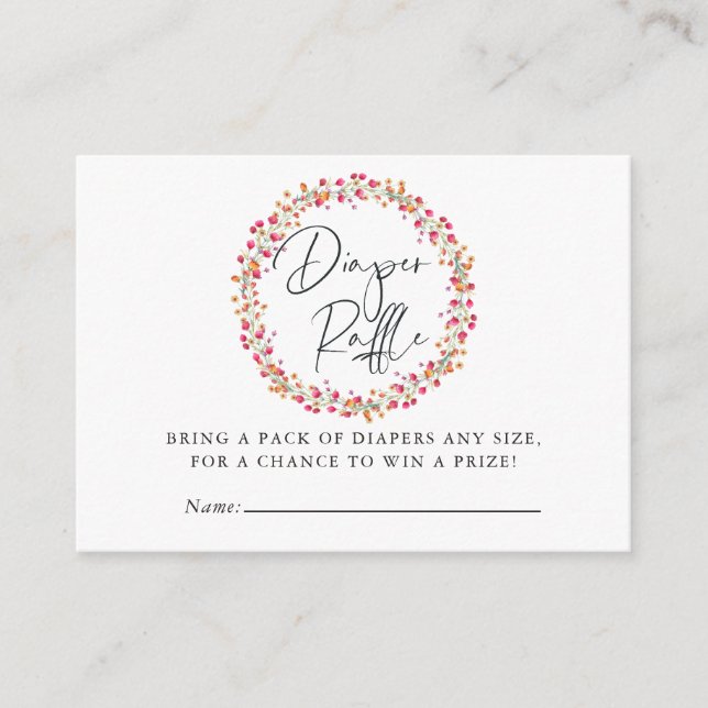 Aquarelle Vild Flower Baby Shower Raffle Tilläggskort (Framsida)