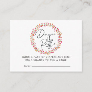 Aquarelle Vild Flower Baby Shower Raffle Tilläggskort