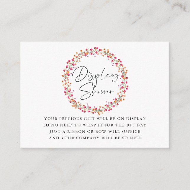 Aquarelle Vild Flower Baby Shower Visning Shower Tilläggskort (Framsida)