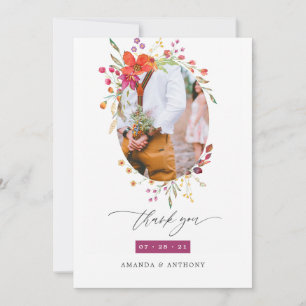 Aquarelle Wildbloms Bröllop Photo Collage Tack Kort
