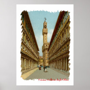 AquarelleFlorence Uffizi galleri Poster