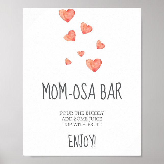 Aquarellhjärtan Mamma-osa Barskylt Poster (Framsidan)
