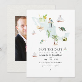 Aquarellkarta över Mexiko Destination Bröllopsfoto Spara Datumet