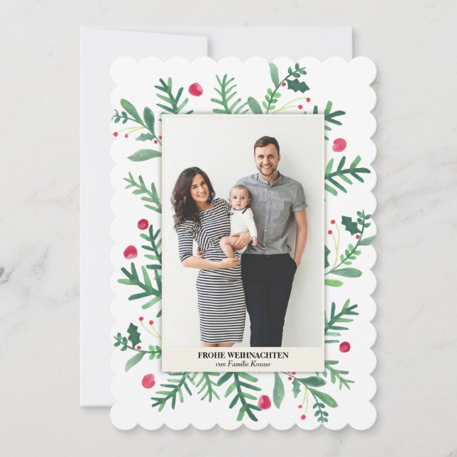 Aquarellmalerei | Frohe Weihnachten Julkort (Framsida)