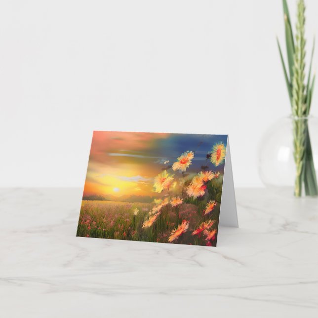 Aquarellprästkragar vid solnedgång anpassningsbara kort (Framsida)