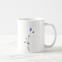Aquarellvildblommor och blåa aquarellränder