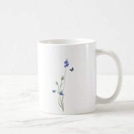 Aquarellvildblommor och blåa aquarellränder kaffemugg