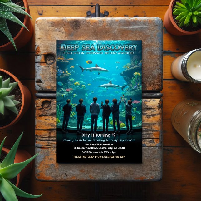 Aquarium Deep Sea Discovery Birthday Party Vykort (Skapare uppladdad)