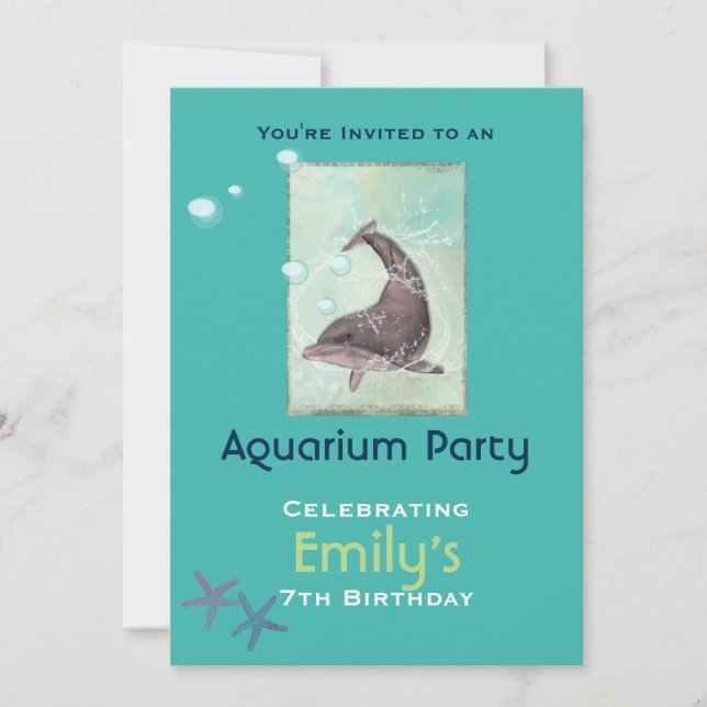 Aquarium Dolphon, Födelsedagsfest Inbjudningar (Framsida)