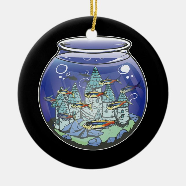 Aquarium Fish Castle Julgransprydnad Keramik (Framsidan)