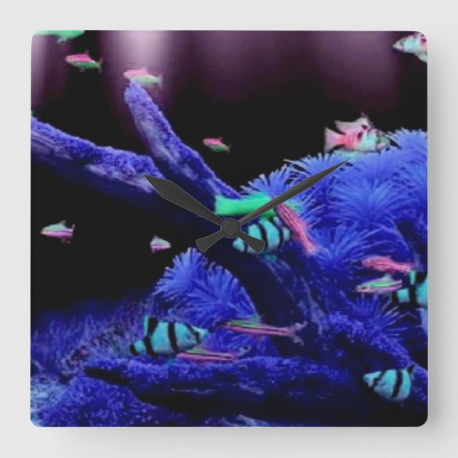 Aquarium Fyrkantig Klocka (Framsida)