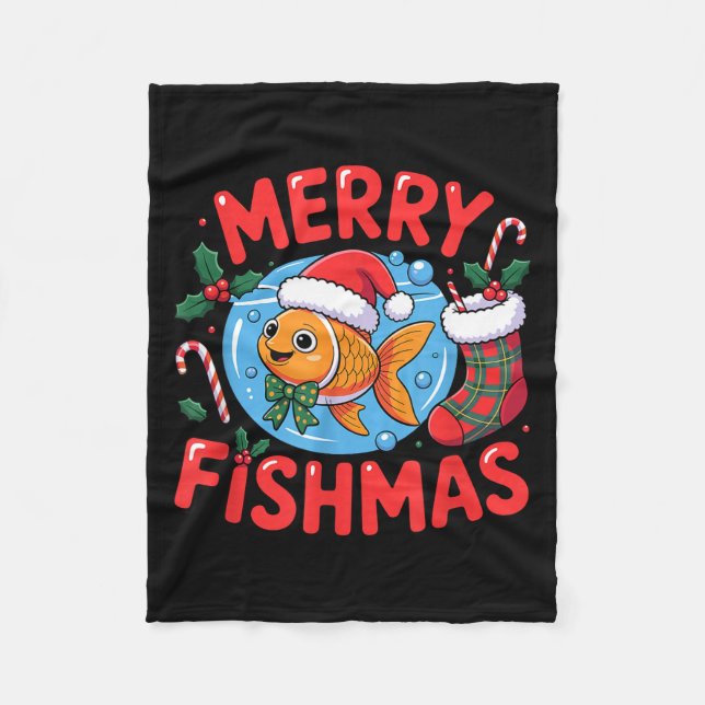 Aquarium Lover Trocal Fiank Christmas Merry Fishma Fleecefilt (Framsidan)