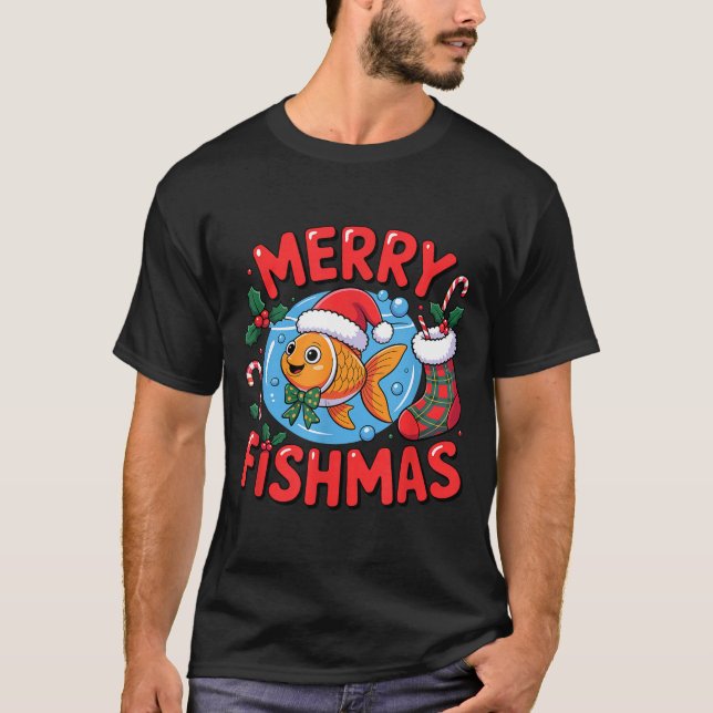 Aquarium Lover Trocal Fiank Christmas Merry Fishma T Shirt (Framsida)