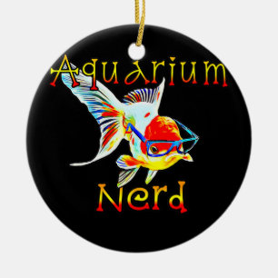 Aquarium Nerd Oranda Goldfish Tank Kepers Julgransprydnad Keramik