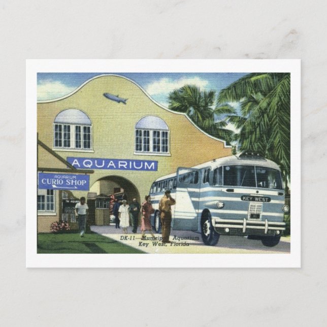 Aquarium, Nyckel Väster, Florida Vintage Vykort (Framsida)