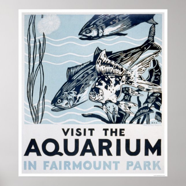 Aquarium Phildadelphia 1937 WPA Poster (Framsidan)