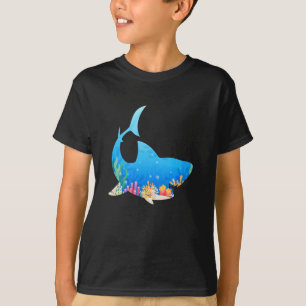 Aquarium Shark färgad coola rolig Gift T Shirt