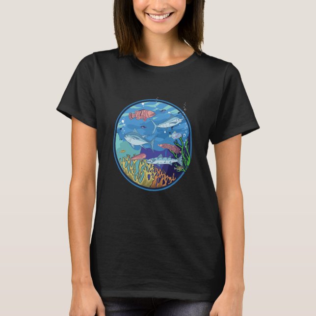 Aquarium with fish and aquatic plants marine fish t shirt (Framsida)