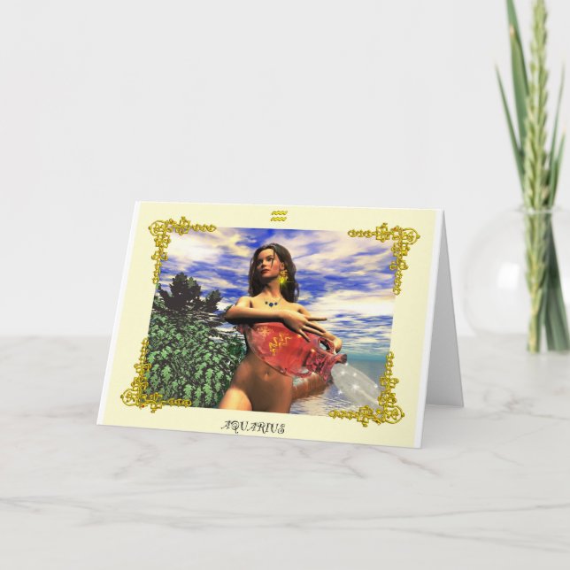 AQUARIUS 3 Zodiac Birthday Kort (Framsida)