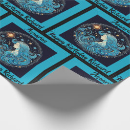 Aquarius Add Namn Birthday Zodiac Gift Presentpapper