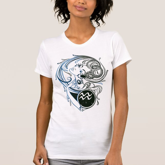 Aquarius Art Deco Dam T Shirt (Framsida)